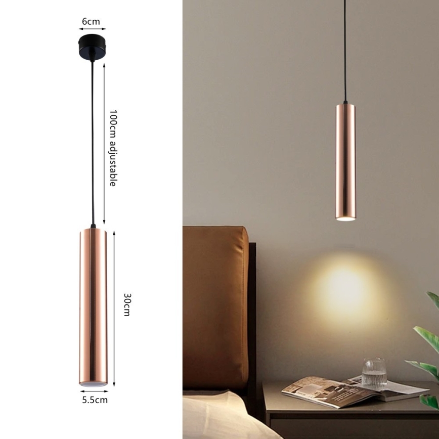 Pendellamp aan kabel PUNTO 1xGU10/9W/230V roségoud