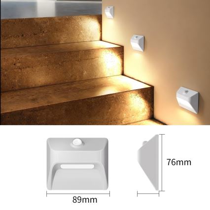 Immax 08308L - Oplaadbare LED-trapverlichting met sensor STEP LIGHT LED/0,3W/3,7V 2200 mAh IP53 wit