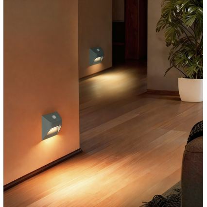 Immax 08309L - Oplaadbare LED-trapverlichting met sensor STEP LIGHT LED/0,3W/3,7V 2200 mAh IP53 grijs