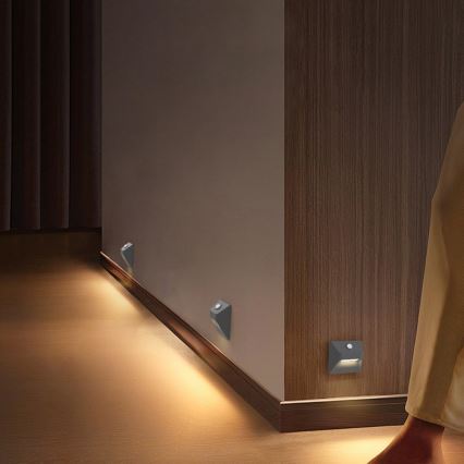 Immax 08309L - Oplaadbare LED-trapverlichting met sensor STEP LIGHT LED/0,3W/3,7V 2200 mAh IP53 grijs