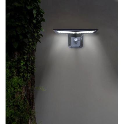 LED Solar wandlamp met sensor LED/2,6W/5,5V IP65 zwart