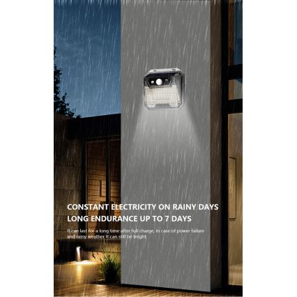 LED Solar wandlamp met sensor LED/3W/5,5V IP65 1200 mAh