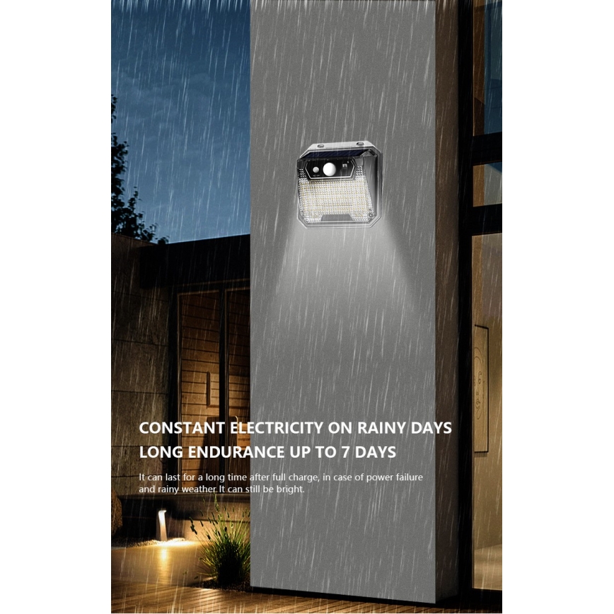 LED Solar wandlamp met sensor LED/3W/5,5V IP65 1200 mAh
