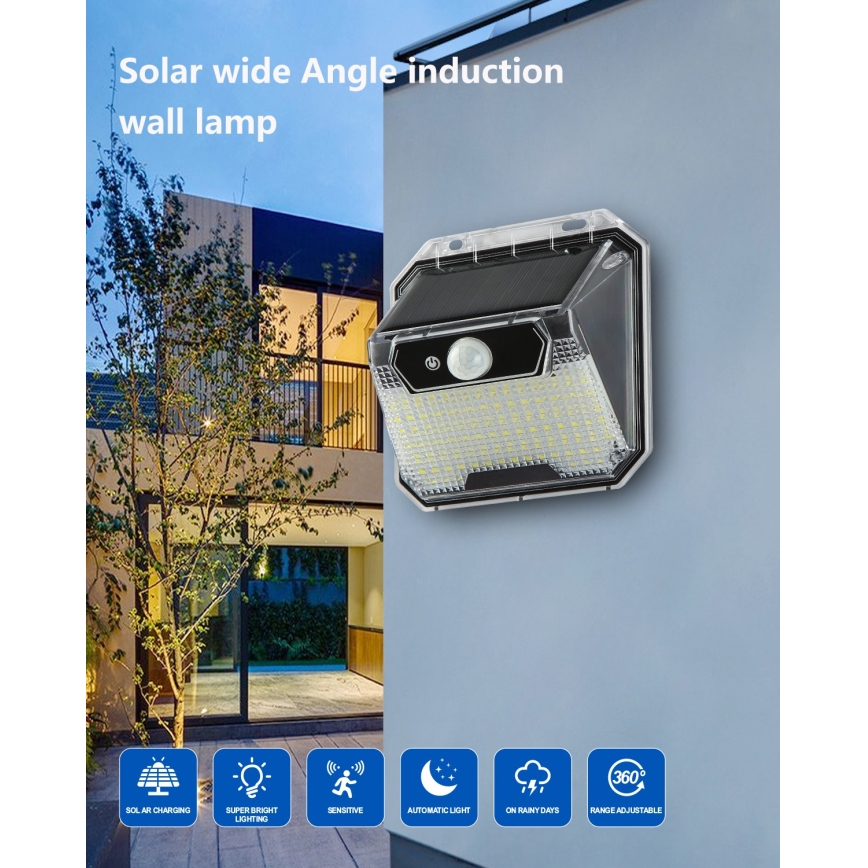 LED Solar wandlamp met sensor LED/3W/5,5V IP65 1200 mAh