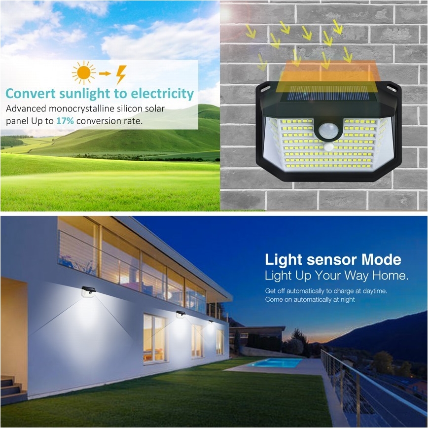 LED Solar wandlamp met een sensor LED/4W/5.5V IP65
