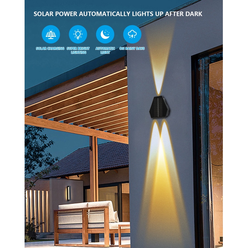 LED Solar wandlamp met sensor LED/2W/5V IP54 1300 mAh