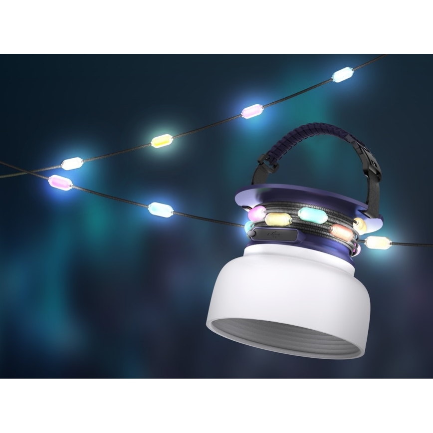 LED RGB Draagbaar zonne- oplaadbaar lamp met LED ketting LED/10W/5V 3600 mAh IP65 3600 mAh