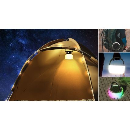 LED RGB Draagbaar zonne- oplaadbaar lamp met LED ketting LED/10W/5V 3600 mAh IP65 3600 mAh