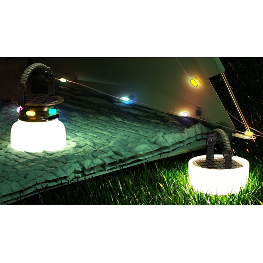 LED RGB Draagbaar zonne- oplaadbaar lamp met LED ketting LED/10W/5V 3600 mAh IP65 3600 mAh