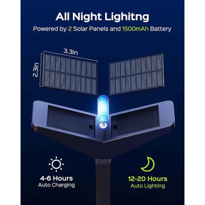 LED-zonnelamp met sensor SUN BUTTERFLY LED/1,5W/3,7V 3000/6000K IP65 1500 mAh