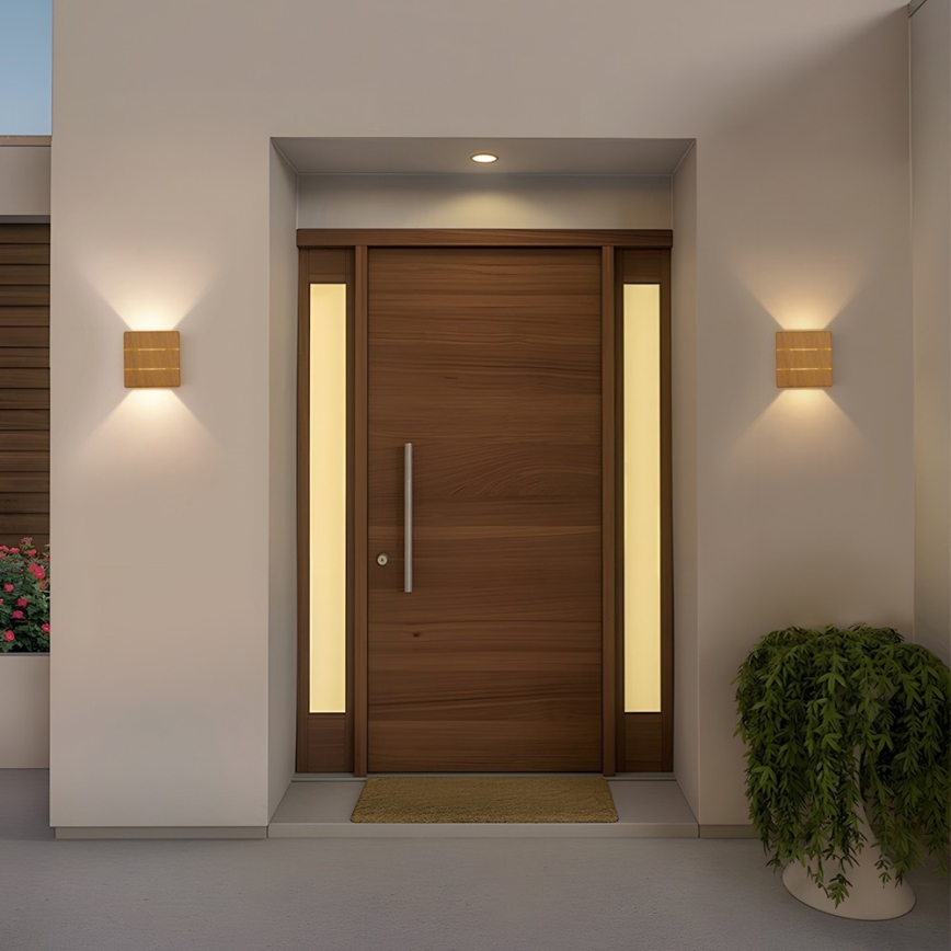 LED buitenwandlamp LUXLINE LED/6W/230V 3000K IP54 eikenkleur