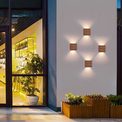 LED buitenwandlamp LUXLINE 6W/230V 3000K IP54 walnoot