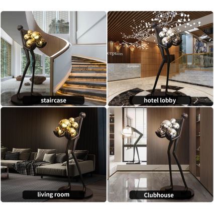 Staande lamp SILUETTE 6xE27/25W/230V 180 cm Human Ball