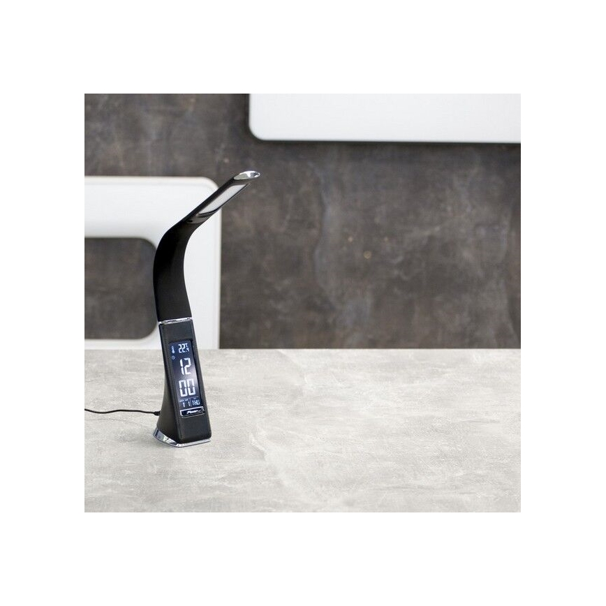 LED Tafellamp met display dimbaar LEATHER LED/7W/230V zwart