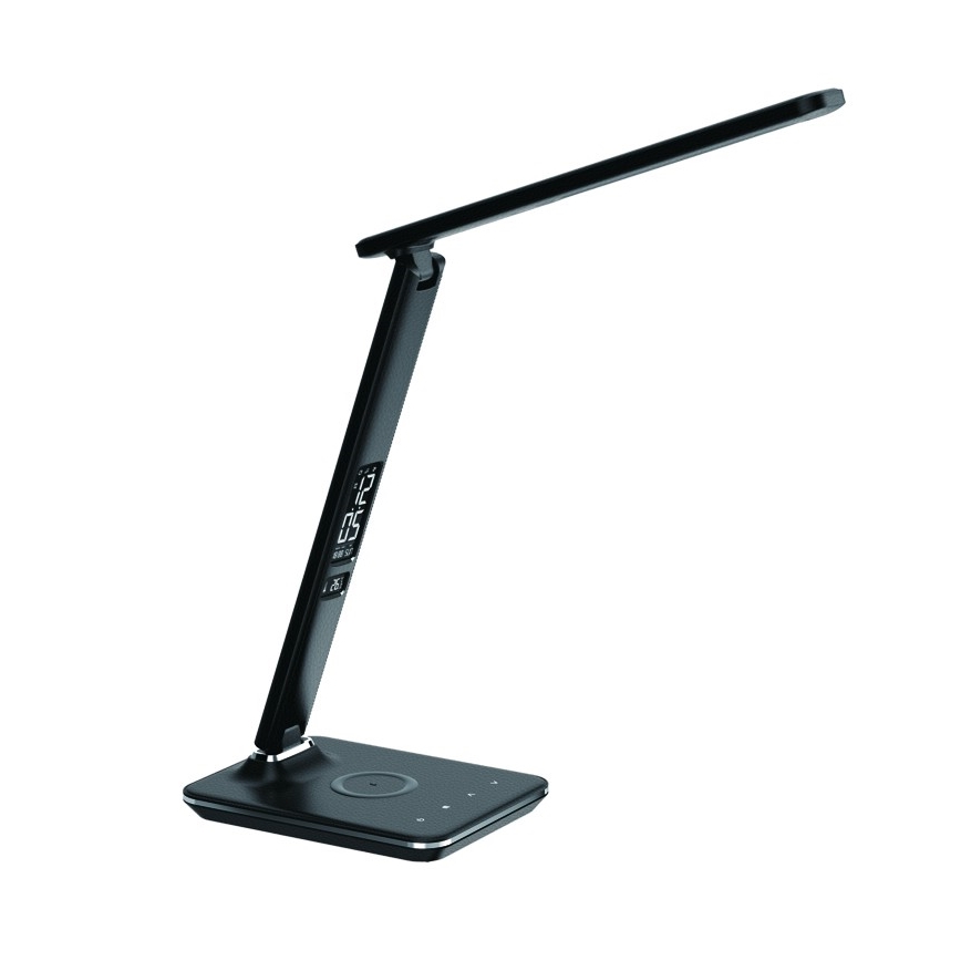 LED dimbare tafellamp met draadloos opladen QI en USB KINGFISHER LED/8,5W/230V zwart