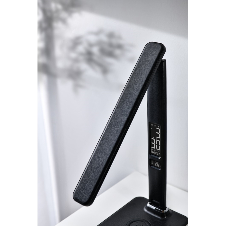 LED dimbare tafellamp met draadloos opladen QI en USB KINGFISHER LED/8,5W/230V zwart