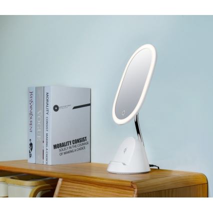 LED Dimbaar cosmetisch spiegel met draadloos opladen LED/18W/230V