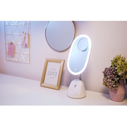 LED Dimbaar cosmetisch spiegel met draadloos opladen LED/18W/230V