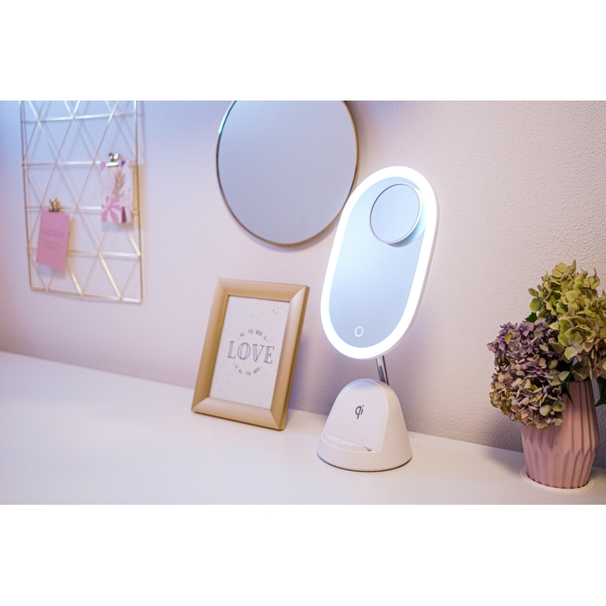 LED Dimbaar cosmetisch spiegel met draadloos opladen LED/18W/230V