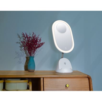 LED Dimbaar cosmetisch spiegel met draadloos opladen LED/18W/230V