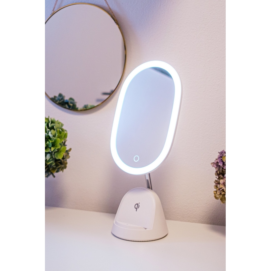 LED Dimbaar cosmetisch spiegel met draadloos opladen LED/18W/230V