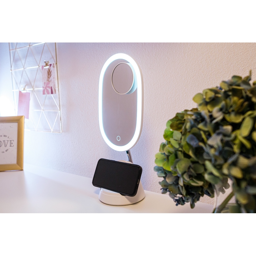 LED Dimbaar cosmetisch spiegel met draadloos opladen LED/18W/230V