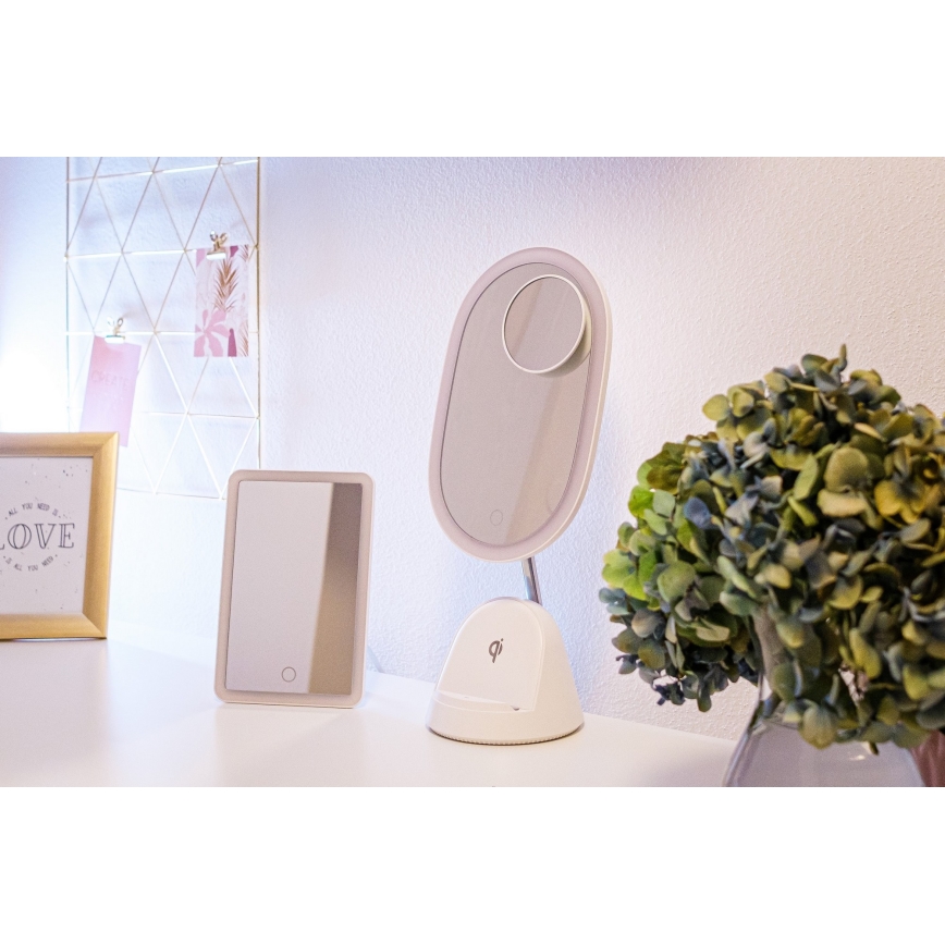 LED Dimbaar cosmetisch spiegel met draadloos opladen LED/18W/230V