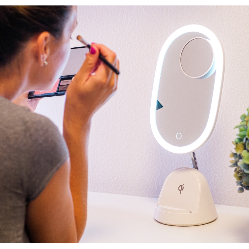 LED Dimbaar cosmetisch spiegel met draadloos opladen LED/18W/230V