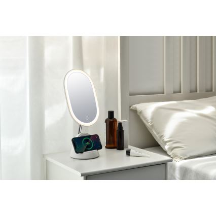 LED Dimbaar cosmetisch spiegel met draadloos opladen LED/18W/230V