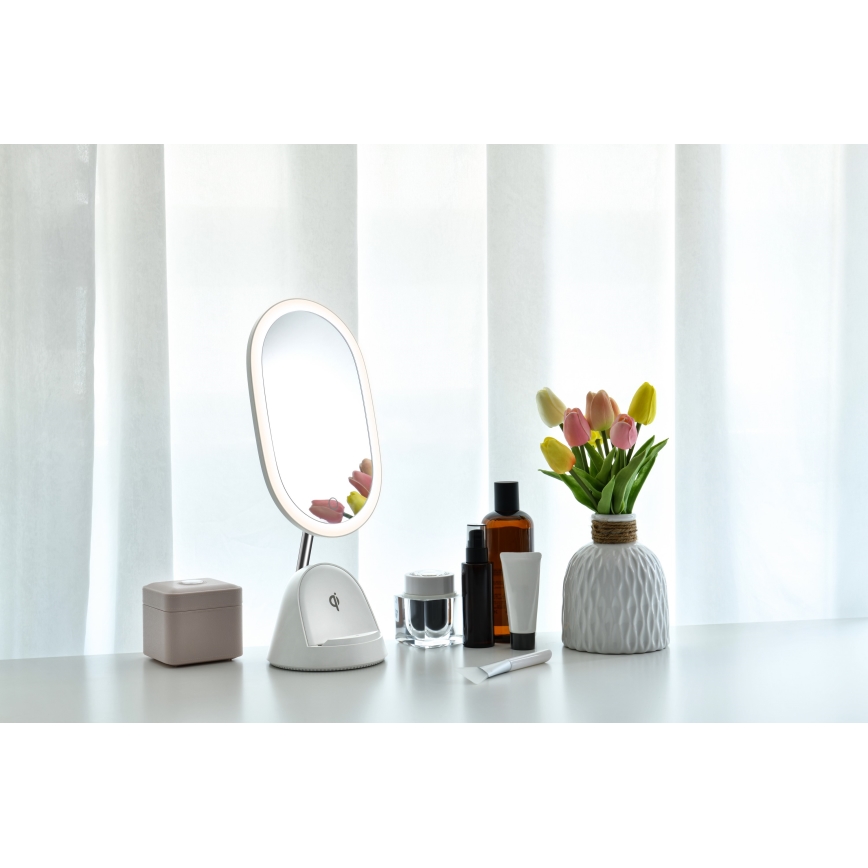 LED Dimbaar cosmetisch spiegel met draadloos opladen LED/18W/230V