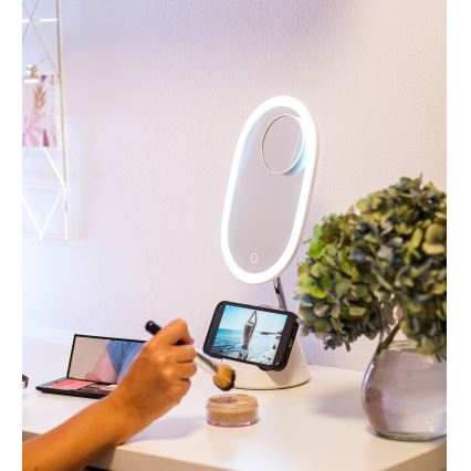 LED Dimbaar cosmetisch spiegel met draadloos opladen LED/18W/230V