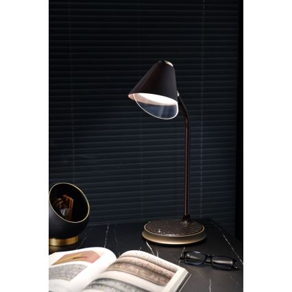 LED dimbare tafel lamp met draadloos opladen FINCH LED/9W/12/230V bruin/goud