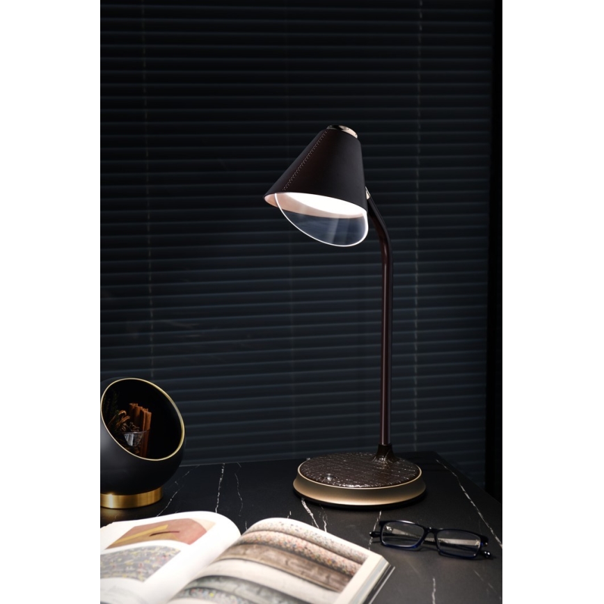 LED dimbare tafel lamp met draadloos opladen FINCH LED/9W/12/230V bruin/goud