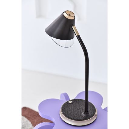 LED dimbare tafel lamp met draadloos opladen FINCH LED/9W/12/230V bruin/goud