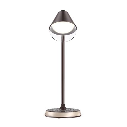 LED dimbare tafel lamp met draadloos opladen FINCH LED/9W/12/230V bruin/goud