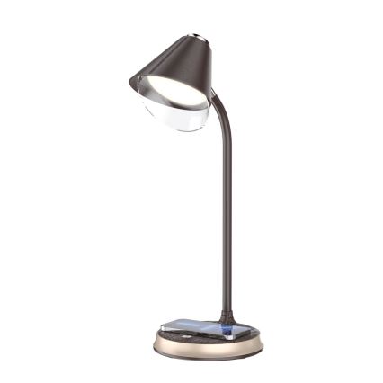 LED dimbare tafel lamp met draadloos opladen FINCH LED/9W/12/230V bruin/goud