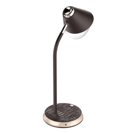 LED dimbare tafel lamp met draadloos opladen FINCH LED/9W/12/230V bruin/goud