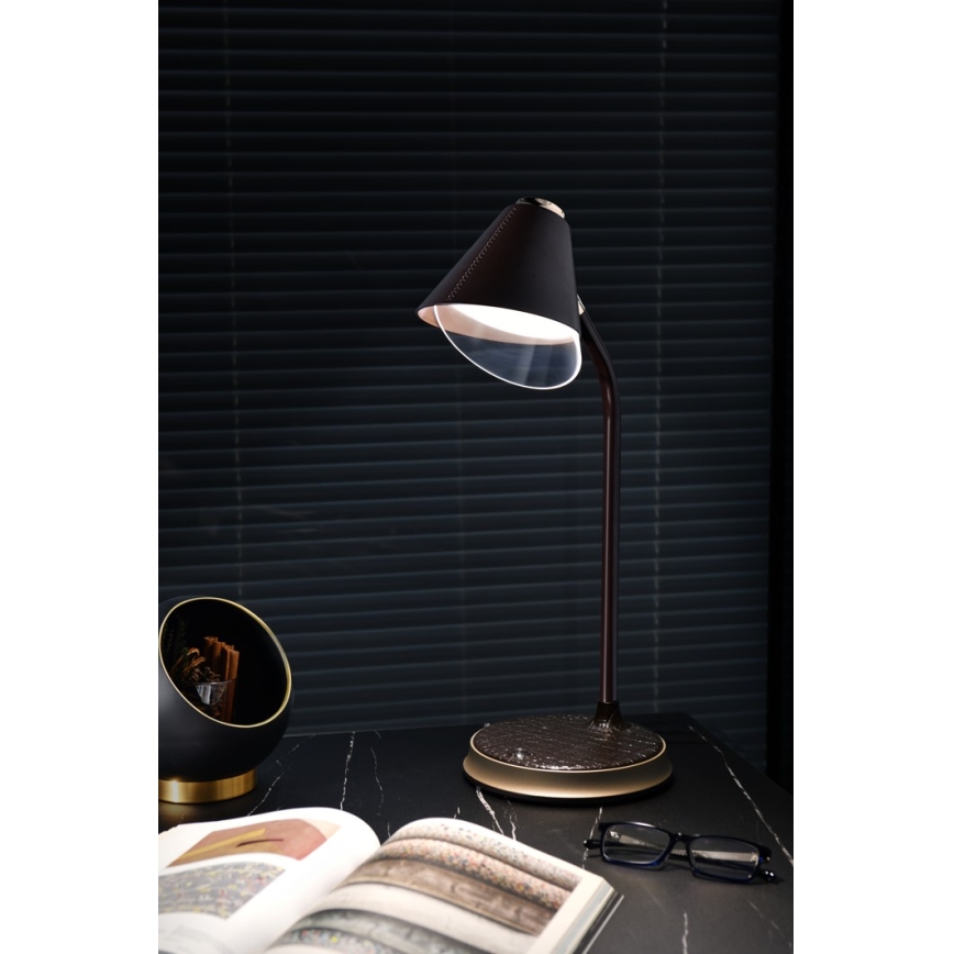 LED dimbare tafel lamp met draadloos opladen FINCH LED/9W/12/230V grijs/glanzend chroom