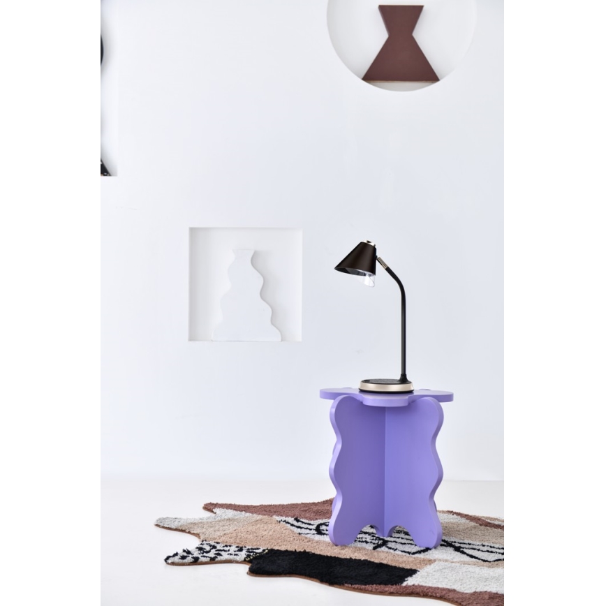 LED dimbare tafel lamp met draadloos opladen FINCH LED/9W/12/230V grijs/glanzend chroom