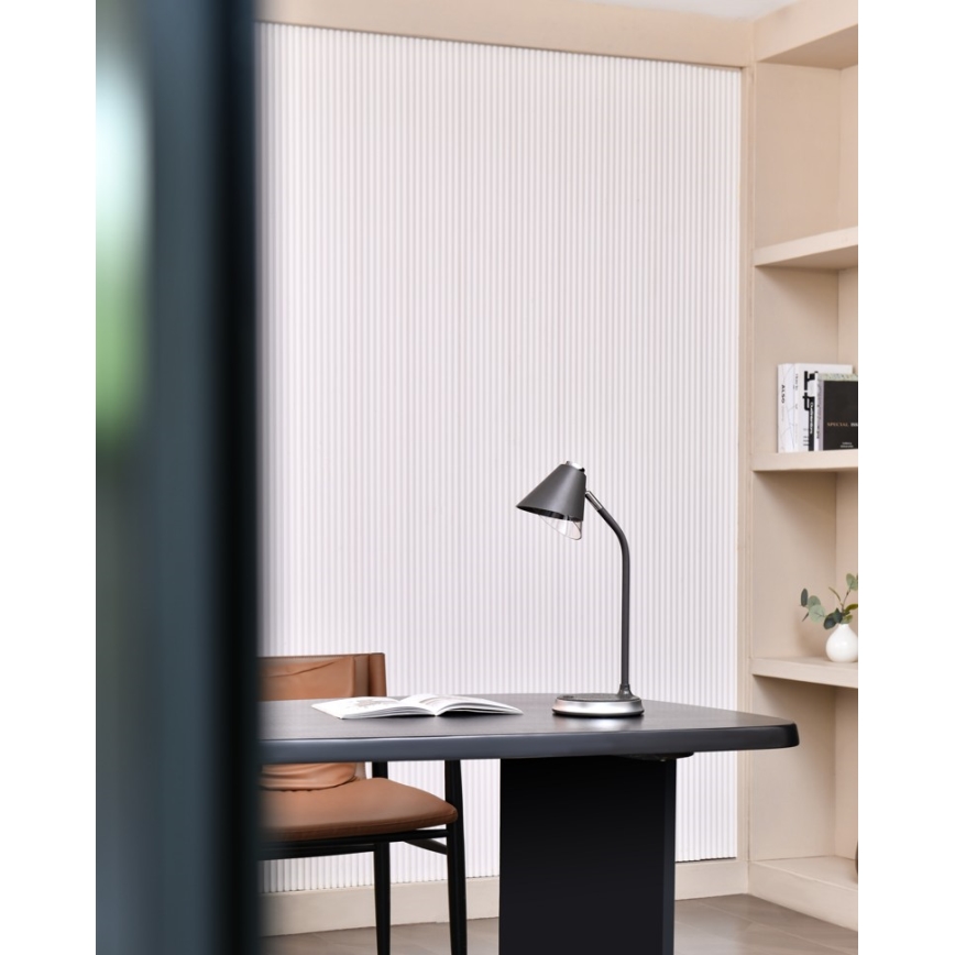 LED dimbare tafel lamp met draadloos opladen FINCH LED/9W/12/230V grijs/glanzend chroom