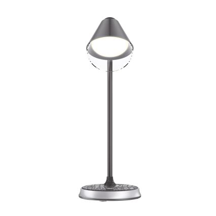 LED dimbare tafel lamp met draadloos opladen FINCH LED/9W/12/230V grijs/glanzend chroom