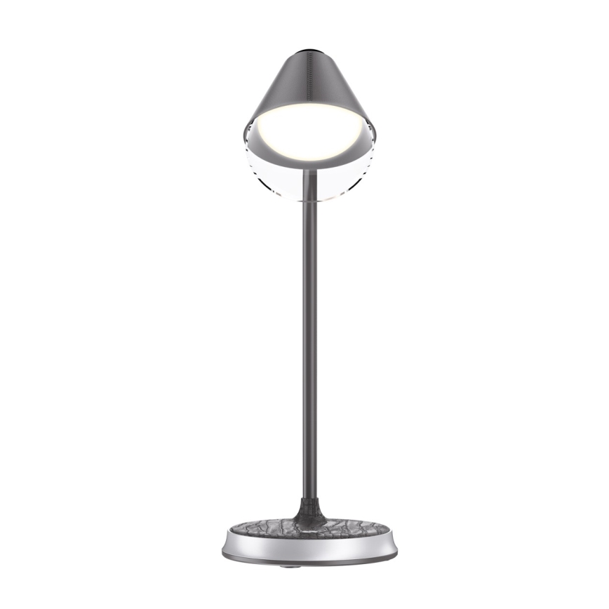 LED dimbare tafel lamp met draadloos opladen FINCH LED/9W/12/230V grijs/glanzend chroom