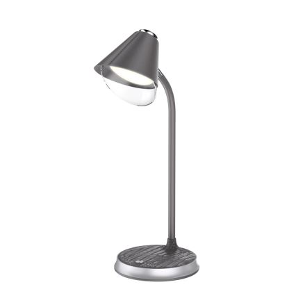 LED dimbare tafel lamp met draadloos opladen FINCH LED/9W/12/230V grijs/glanzend chroom