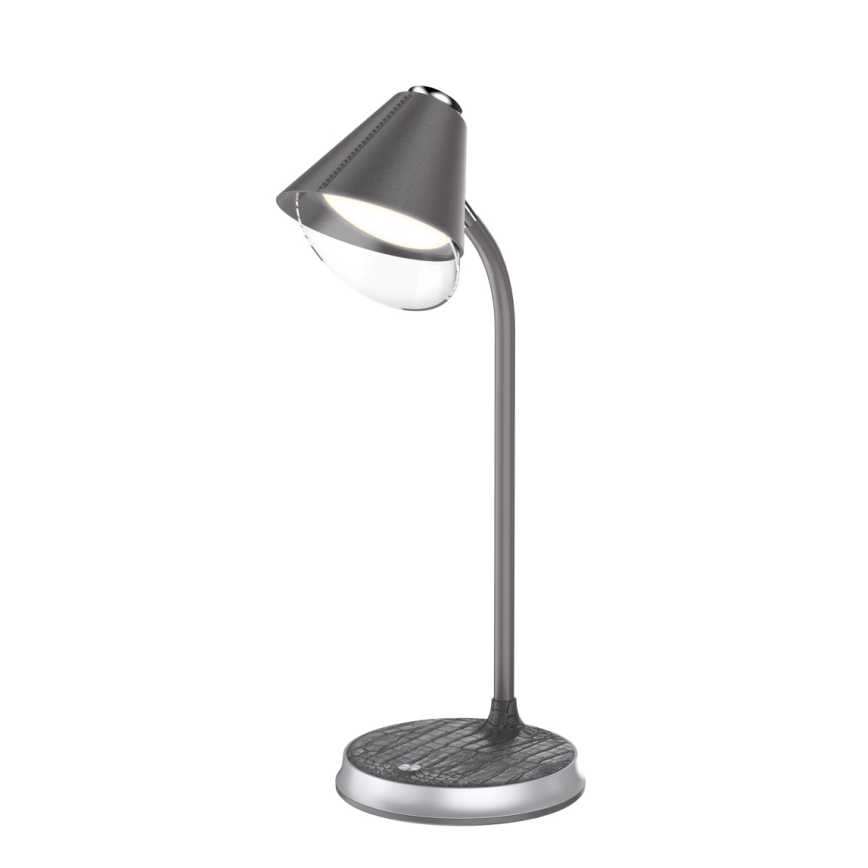 LED dimbare tafel lamp met draadloos opladen FINCH LED/9W/12/230V grijs/glanzend chroom