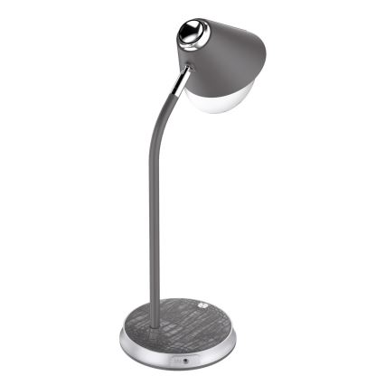 LED dimbare tafel lamp met draadloos opladen FINCH LED/9W/12/230V grijs/glanzend chroom