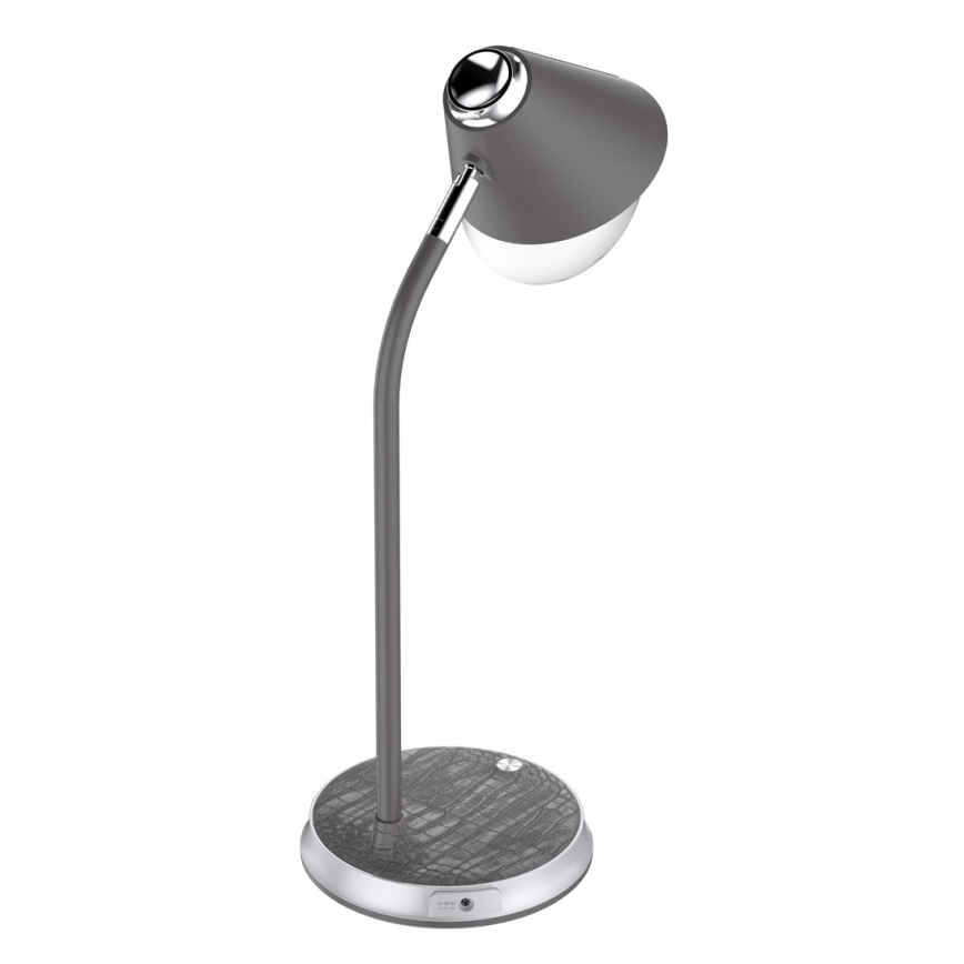 LED dimbare tafel lamp met draadloos opladen FINCH LED/9W/12/230V grijs/glanzend chroom