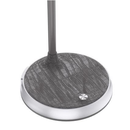 LED dimbare tafel lamp met draadloos opladen FINCH LED/9W/12/230V grijs/glanzend chroom