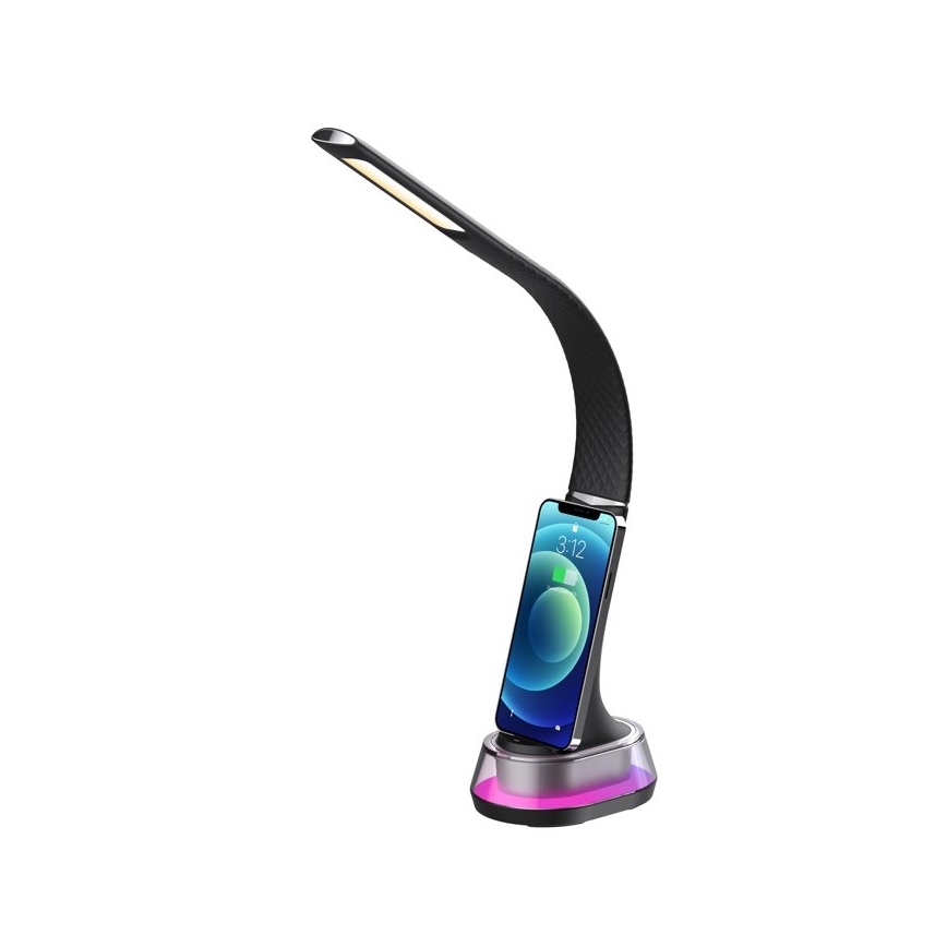 LED RGB Dimbare tafellamp met draadloos opladen CORELLA LED/7W/12/230V zwart