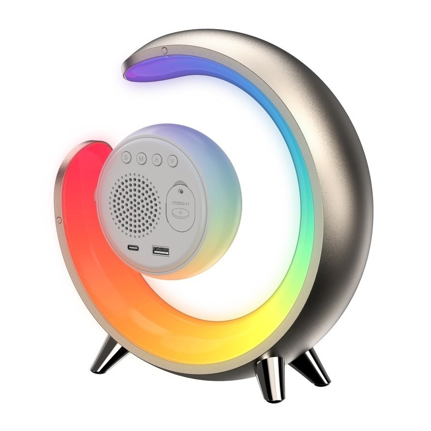 LED RGBW Dimbaar tafellamp met wekker PEACOCK LED/20W/5V USB