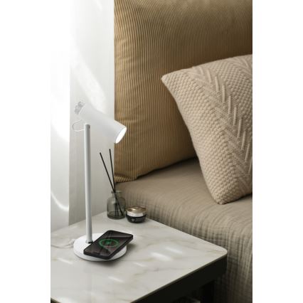 Dimbare LED tafellamp met draadloze Qi opladen TIT LED/12W/230V wit